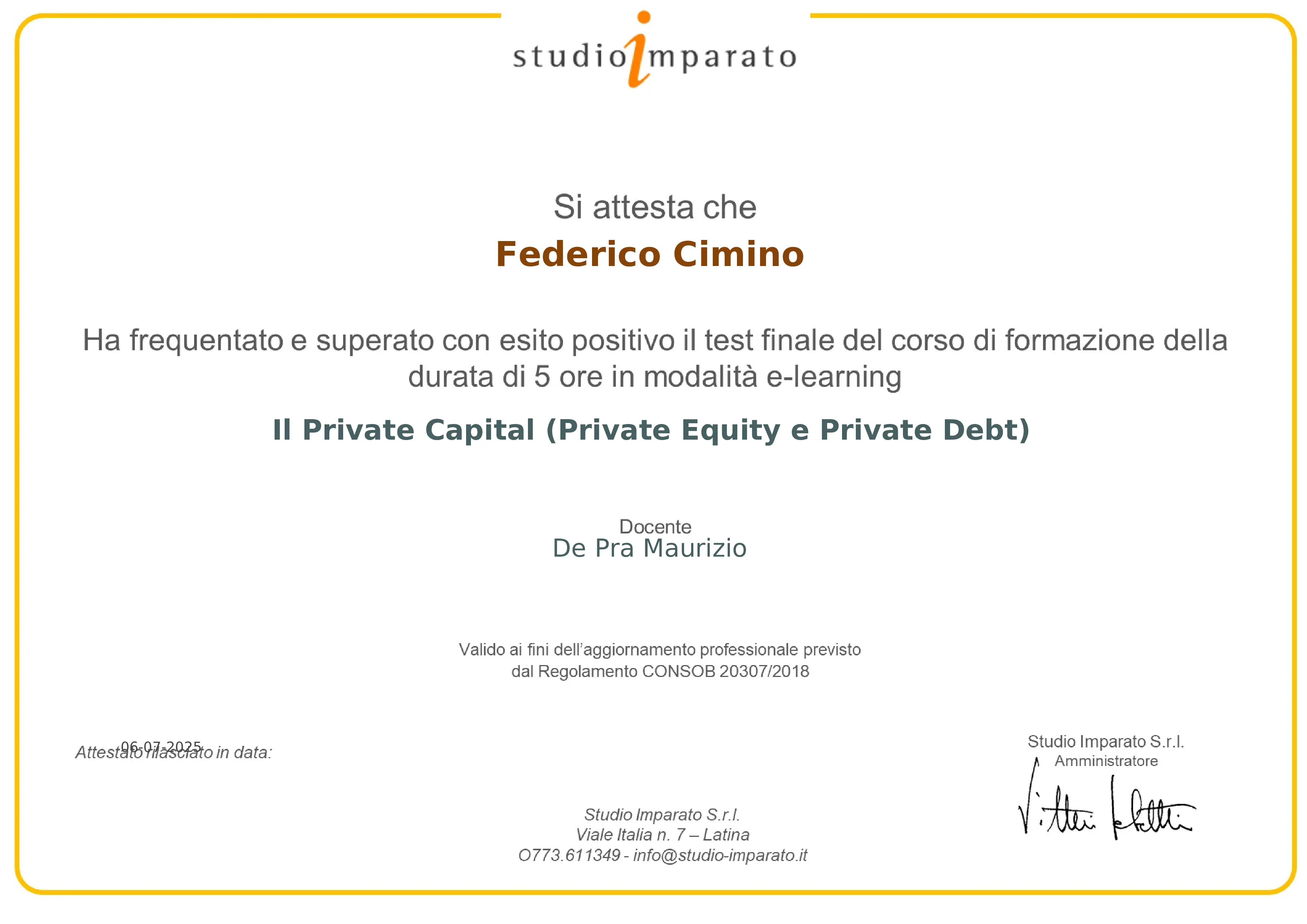 Certificato IBH